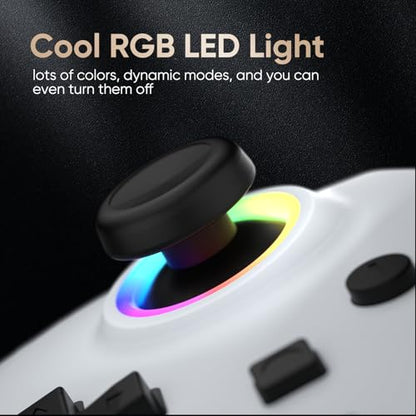 BETMI RGB Wireless Pro Controller for Switch 2, C Button, Wake-up(White) | One Click Wake-up, 9 Gyro Axis, Hall Effect Joysticks, Macro, Dual Vibration, 3.5mm Jack, PC Bluetooth Game Controller - color: White