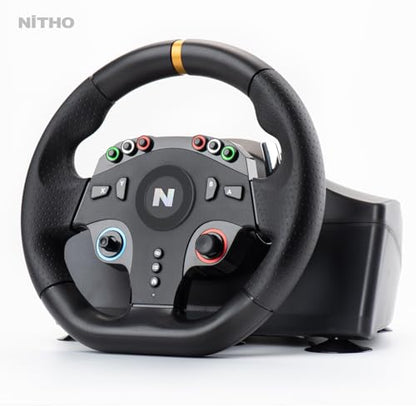 Nitho Drive Pro ONE V24 Racing Wheel with Pedals, 270° Gaming Steering Wheel Compatible with PC, PS4, Xbox One, Xbox Series X|S and Switch, Driving Simulator for Racing Games