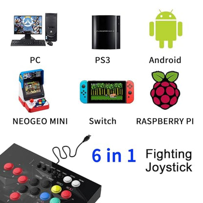 NBCP Arcade Fight Stick - Arcade fighting Joystick -Street Fighter Games Controler with Turbo for PS3, Nintendo Switch, PC Windows (7/8/10/11), Android TV Box,Raspberry Pi,NEOGEO Mini