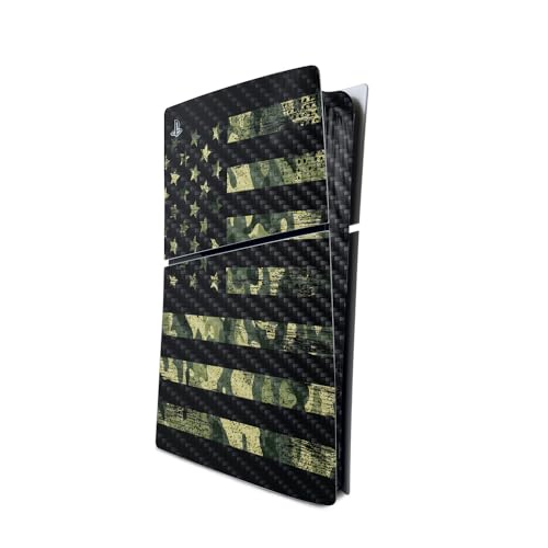 MightySkins Carbon Fiber Skin for PS5 PlayStation 5 Slim Digital Edition Console Only - American Camo Protective, Durable Textured Carbon Fiber Finish Easy to Apply Made in The USA - color: American Camo, size: PS5 Slim Digital Edition Console Only