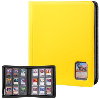 ProCase Top Loader Binder, 9 Pocket Holds 324 Toploaders, Yellow | Non-PVC Pockets Waterproof PU Leather Binder for Trading Cards or Sports Cards, Compatible with TCG, MTG in 3"x4" Toploader - color: 1-Yellow