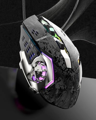 Wired Gaming Mouse 6 Programmable Buttons, 6-Level DPI 1200-7200, RGB Breathing Light, Lightweight Design, Anti-Slip Wired Esports Mouse for FPS MOBA Gamer PC Laptop, Black