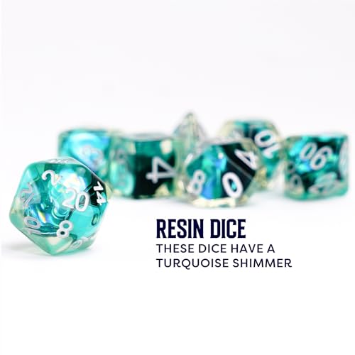 FanRoll 16mm Resin Poly DND Dice Set: Mermaid Scales, Role Playing Game Dice for Dungeons and Dragons