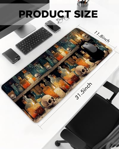 Mouse Pad, Desk Mat, 31.5x11.8in Large Mousepad, Midnight Shelf | Desk Pad with Stitched Edge & Rubber Non-Slip Bottom, Gaming Mouse Pad, Extended Mousepad for Home, Office - color: Midnight Shelf