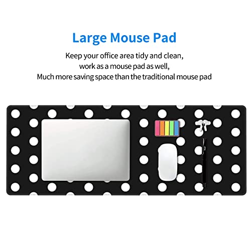 White Polka Dot Mouse Pad Extended Large Gaming Mousepad XL Big Long Oversized Desk Mat Stitched Edges 31.5 X 11.8 Inch for Home Office - color: Black1