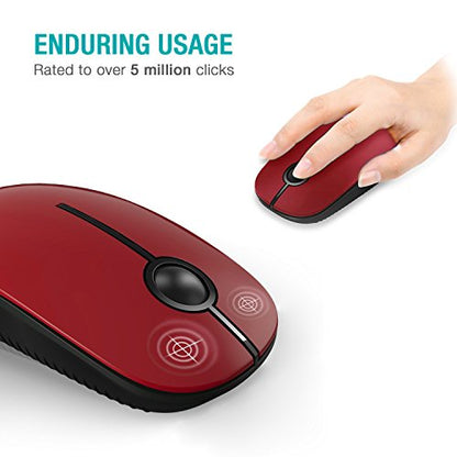 VssoPlor Wireless Mouse, 2.4G Slim Computer Laptop Mouse, Black and Red | Portable Mouse, Plug & Play USB Nano Receiver, Quiet Silent Optical Mice for Notebook, PC, Laptop, Computer, Windows, Mac - color: Black and Red