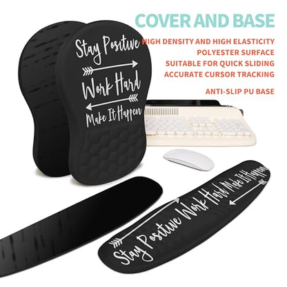 2-in-1 Ergonomic Set, Wave Rise Keyboard Wrist Rest and Massage Bulge Slope Mouse Pad Wrist Support, Cushion Memory Foam Integrated to Relieve Wrist Pain, Stay Positive - color: Stay Positive