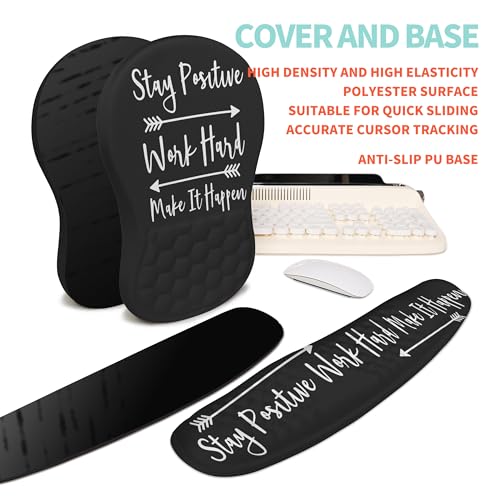 2-in-1 Ergonomic Set, Wave Rise Keyboard Wrist Rest and Massage Bulge Slope Mouse Pad Wrist Support, Cushion Memory Foam Integrated to Relieve Wrist Pain, Stay Positive - color: Stay Positive