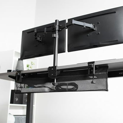 VIVO No Drill Clamp-on 36 inch Mesh Net Under Desk Cable Management Wire Organizer, Adjustable Home Office Standing Desk Cord Storage Sleeve, Black, DESK-AC36MH - size: 36"