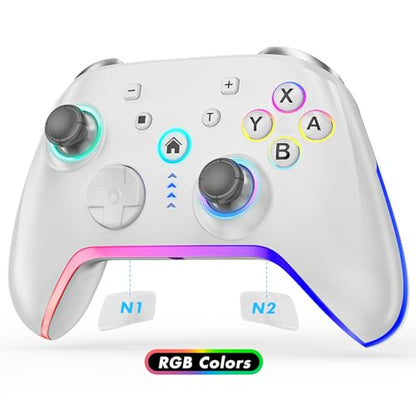 Wireless Pro Controller for Switch 2/Switch/Lite/OLED,Replacement for Switch Pro Controller,Switch 2 Controller Support PC & Android/iOS with RGB LED,Wake-up,Programmable,Adjustable Turbo Vibration Function