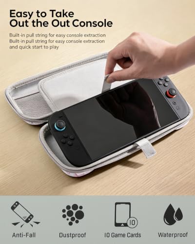 EsteaCovo Carrying Case & Soft Console Cover for Switch 2, Accessory with Thumb Grip Caps | Split Design, EVA Hard Shell & Waterproof Protective , Dockable Protective Full-Body Bundle/Kit for Joy-con - color: White