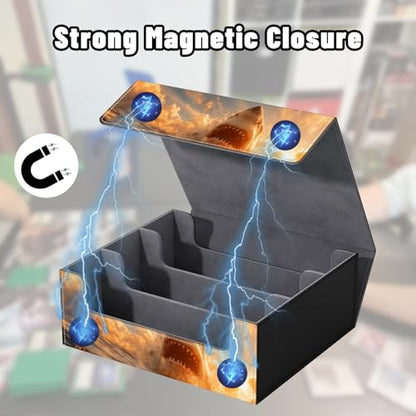 DEGDFSGR Card Game Storage Box for TCG MTG Commander Deck Box MTG Card Box Organizer Trading Card Case Magnetic Closure Creative Pattern Up to 2400 Cards, Cat Shark Ocean Sunset - color: Cat Shark Ocean Sunset