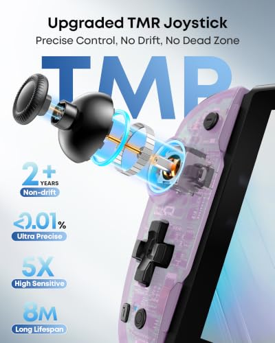 OIVO VGA DESIGN Switch Controller Handheld for 1/2/OLED, Ergonomic Grip Stretch Joypad for SW Console, Wireless Controller with TMR Joysticks, RGB Lighting, Turbo, 4 Macros & Card Slot - color: Purple & Green