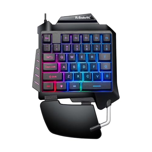 One Handed Gaming Keyboard 35 Keys One Handed Keyboard Slim USB Half Keyboards Gaming Keypad Mechanical Keyboards Small Mini RGB Backlight Key Board