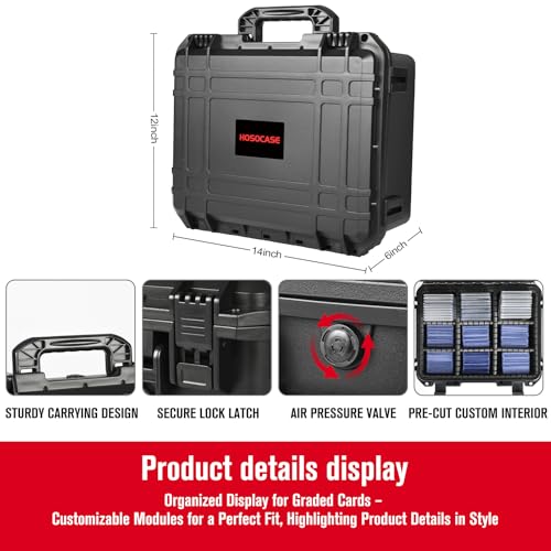 Graded Card Case Storage Box: Fits Toploader Trading Sport Maggnetic Cards | Waterproof with Adjustable 6 Foam Dividers for PSA BGS SGC Sports Card, Card Box Holders 500+ Top Loaders, 120+Magnetic