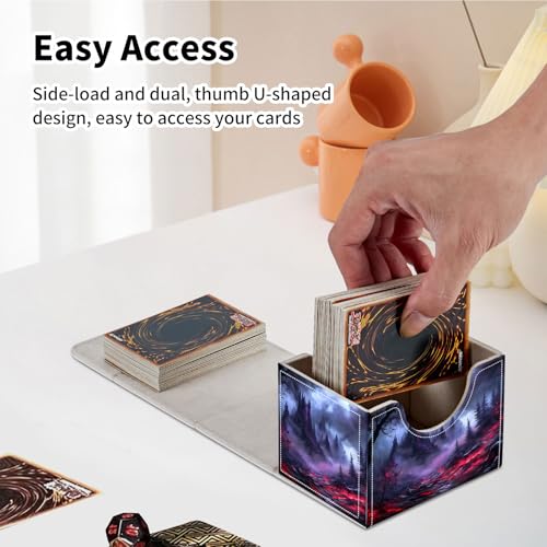 Stylish MTG Deck Box for 110+ Cards, Magnetic Commander Deck Case with Bonus Game Card Pouch, Durable Storage for TCG and Sleeved Magic Cards, Dark Fantasy - color: Dark Fantasy