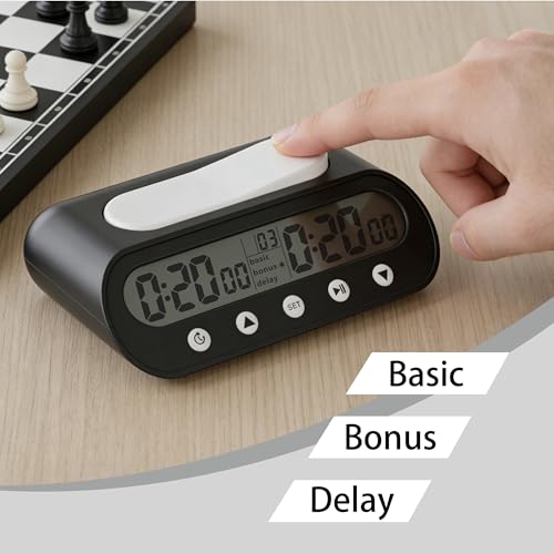 VINJOE Chess Clock Digital Chess Timer Professional for Board Games,Portable Digital Chess Clock & Game Timer with Basic,Bonus,Delay and Positive Time Features with Alarm Function Best Gifts