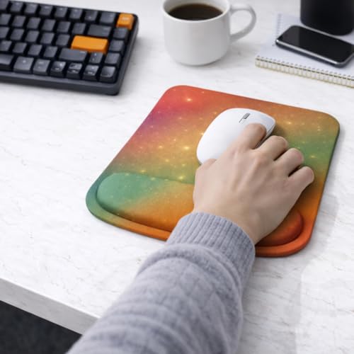 Ergonomic Memory Foam Mouse Pad with Wrist Support, Orange, Ultra-Smooth Surface, Anti-Slip Base (Yellow and Green, Medium) - color: Yellow and Green