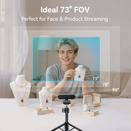 EMEET C60E 4K Webcam with Tripod, Streaming Camera with PDAF Autofocus, Dual Microphones, Auto Light Correction, 73° FOV, Plug & Play USB Webcam for Live Streaming, Gaming & Real-Time Interaction - style: Single-Camera w/ Tripod