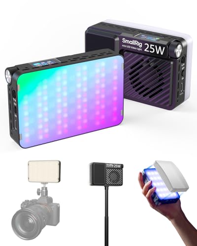 SmallRig RM 25C Mini LED RGB Video Light, 3100mAh Battery, HD LCD Display, 25W Portable Camera Light for Photographers, Content Creators, 2500K-10000K CRI 96 TLCI 99, Magnetic Mounting Diffuser - 5357 - color: 25C RGB