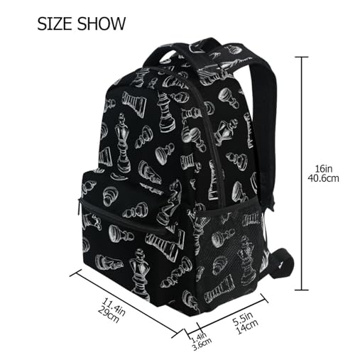 Backpack Black Chess Bookbag Daypack Travel Hiking Camping School Laptop Bag - color: Multi Pattern 22