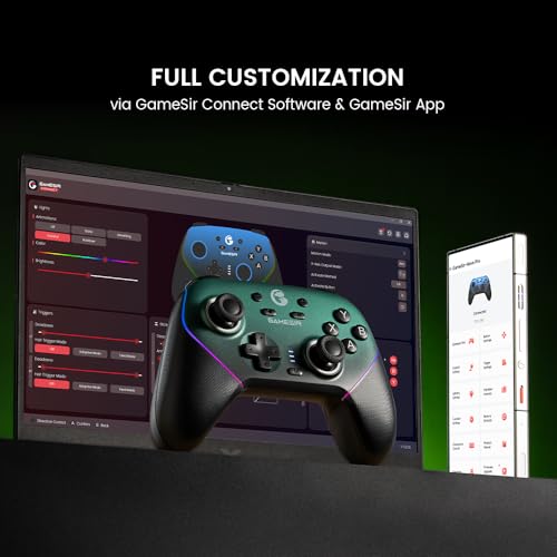 GameSir Super Nova Wireless Gaming Controller for PC/Switch/iOS/Android, Hall Effect Stick & Trigger, RGB Lighting, Swappable ABXY, Detachable Faceplate, 1000mAh with Charging Dock - Green - color: Green