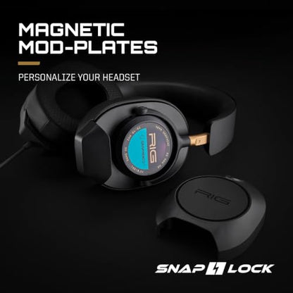 RIG R5 Spear MAX HD Wired PC Gaming Headset | 40mm GrapheneQ™ Drivers, USB-C Audio DAC, Dolby Atmos 3D Audio, Detachable Noise-Canceling Mic, Memory Foam, 3.5mm, USB-C - color: Black