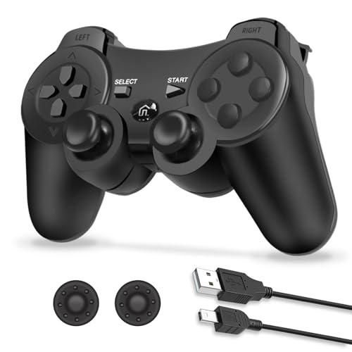 CFORWARD Controller for Version 3, Wireless Remote Gamepad Joystick for Verison 3 Console and PC, with Double Vibrating, Motion Sensor, 400mAh Battery, Charger Cable Cord, Thump Grips - color: Black-1PK
