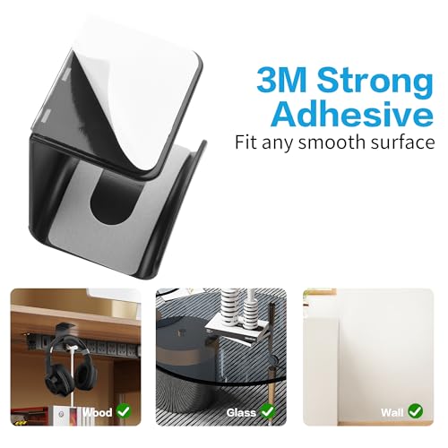 YAODHAOD Headset Hanger Holder Wall Mount, Sticky Headset Stand Holder Clip Under Desk for All Headphone/Controller (Black,Hanging Style) - color: Black, size: Hanging Style