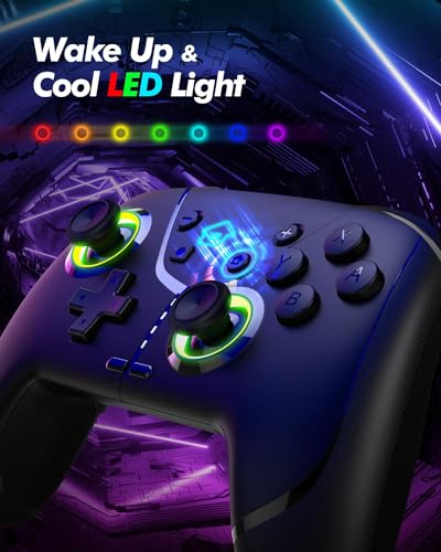 Switch Wireless Controller, Game Controller, Switch Pro Gamepad, 4 vibration modes, 3 turbo modes, compatible iPhone/Android/Phone/PC/Steam/Mac/iOS/iPad/TV with programming/turbo/motion/wake-up/RGB - color: black