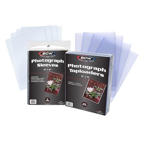 BCW 6x9 Topload Holder and 6x9 Photo Sleeves Combo Pack | Sheet Protectors Compatible with Postcards, Prints, and Documents | Acid-Free, PVC-Free, Archival Quality