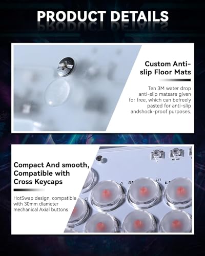 Sehawei Haute42 Arcade Stick 16Keys All-Button Gamerfinger with Turbo Functions & Custom RGB,Arcade Controller Street Fight for PC/Ps3/Ps4/Switch/Steam Game Keyboard-Supports Hot Swap & SOCD - color: T16 White