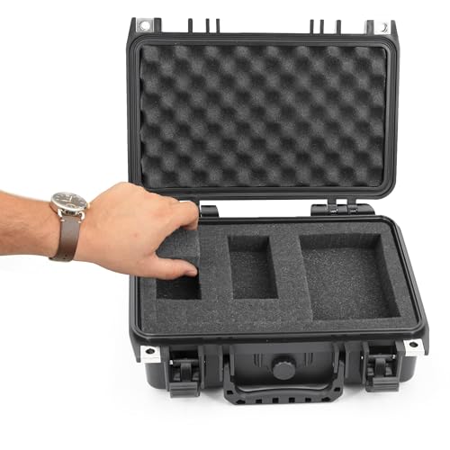 CASEMATIX 12" Waterproof Hard Case with Customizable Foam for Portable Electronics, Tools and Accessories - Hard Shell Plastic Case with Pre-Diced Travel Case Foam Interior - size: 12"