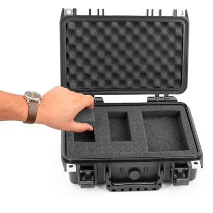CASEMATIX 12" Waterproof Hard Case with Customizable Foam for Portable Electronics, Tools and Accessories - Hard Shell Plastic Case with Pre-Diced Travel Case Foam Interior - size: 12"