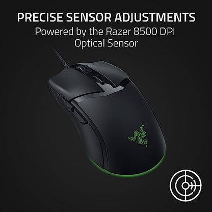 Razer Cobra Wired Gaming Mouse, Gen-3 Optical Switches, 58g, Black | Chroma RGB Lighting with Underglow, Precise 8500 DPI Optical Sensor, 100% PTFE Mouse Feet - color: Black