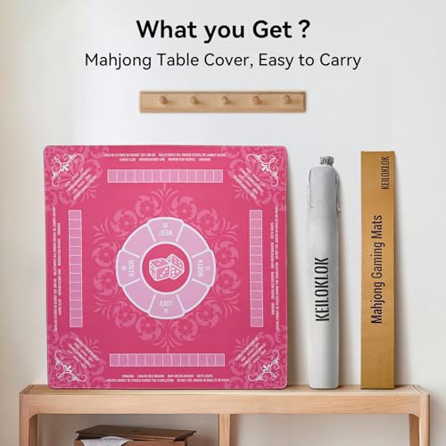 32.4x32.4 Inch Mahjong Mat for Table 3MM Noise Reduction | Non-Slip Mahjong Table Cover for Poker, Card, Board & Tile Games, Dominoes, Ships Rolled No Creases Mahjong Gifts - color: Peach Pink