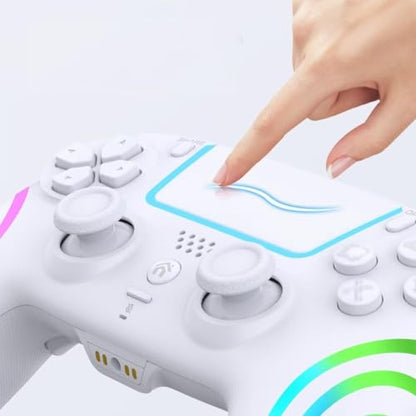 Anti Stick Drift Wireless Controller for PS5,Windows PC, BluetoothGaming Gamepad with Turbo Function, 6-Axis Gyro, Dual motor Vibration, Programmable Paddles, Touchpad, 3.5mm Headset Jack. - color: WHITE1