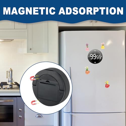 Magnetic Kitchen Timer with Large LED Digital Display, Countdown Countup Visual timers with 3 Volume Levels, 3 Preset 5/15/25 Mins Adjustable Productivity Alarm for Cooking Classroom Fitness Studying