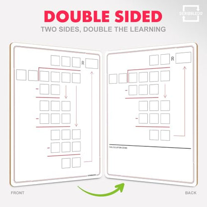 SCRIBBLDO 11”x14” Double-Sided Division Dry Erase Board Math Practice Whiteboard with Boxed Layout 2-Digit Divisors Reusable Learning Tool for Teachers Classrooms Homeschool & Special Education