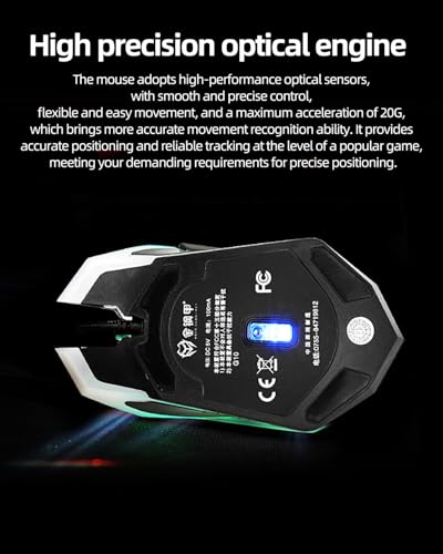 Wired RGB Gaming Mouse, Ergonomic Optical Mouse with 4-Level DPI (800/1200/1600/2400), 7-Color Breathing Backlight, 8 Million Clicks Switches, Plug and Play for Laptop Desktop PC Mac Windows MacOS