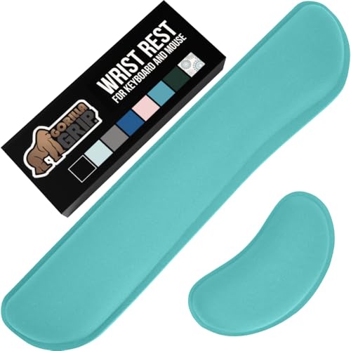 GORILLA GRIP Silky Gel Memory Foam Wrist Rest for Computer Keyboard, Mouse, Ergonomic Design for Typing Pain Relief, Desk Pads Support Hand, Arm, Mousepad Rests, Stain Resistant, 2 Piece Pad Turquoise - color: Turquoise, size: Set of 2 (Keyboard Rest + Mo