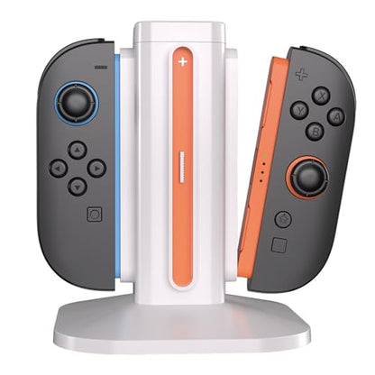 afbptek Switch 2 Joy Con Charging Station, LED Indicator, 4 Joycon Controller Charger Dock, USB Powered for Nintendo Switch2 JoyCon L/R, White - color: White