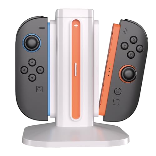 afbptek Switch 2 Joy Con Charging Station, LED Indicator, 4 Joycon Controller Charger Dock, USB Powered for Nintendo Switch2 JoyCon L/R, White - color: White