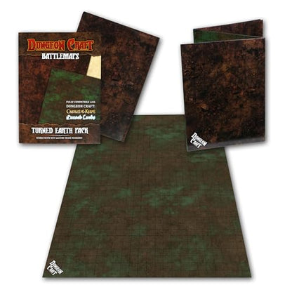 Dungeon Craft Realm's Edge Trio Bundle – Realm’s Edge Board Game & 2 Double-Sided Battlemaps (City Pack & Turned Earth Pack) – Wet/Dry Erase, D&D Compatible, 24"x33" 1" Grid, Adventure Set