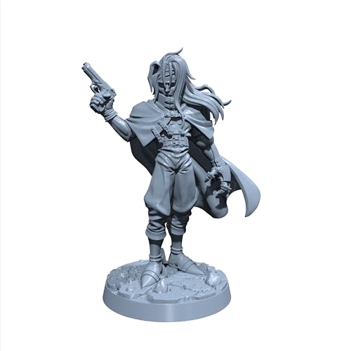 Generic Jaxxon Blackwood | Victor Tinevale | Human Gunslinger Miniature for Tabletop Games Like D&D and War Gaming| Dungeons and Dragons Mini | RN estudio Clear Acrylic Base, Gray
