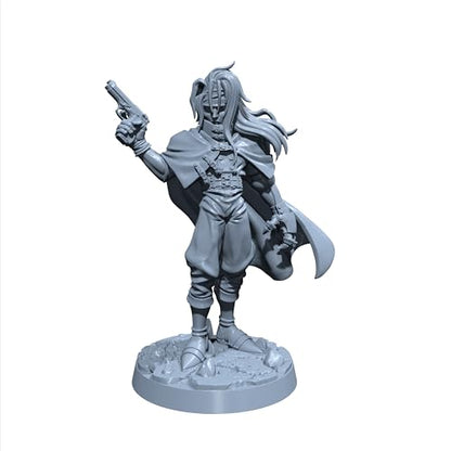 Generic Jaxxon Blackwood | Victor Tinevale | Human Gunslinger Miniature for Tabletop Games Like D&D and War Gaming| Dungeons and Dragons Mini | RN estudio Clear Acrylic Base, Gray