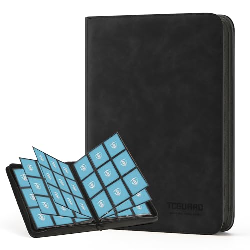 Trading Card Binder, 9 Side Loading Pocket Card Album Hold Up to 540 Cards, Zipper Binder for Cards Collection, TCG Card Holder for Game Card, Sports Card, Yugioh, MTG etc. - color: Black