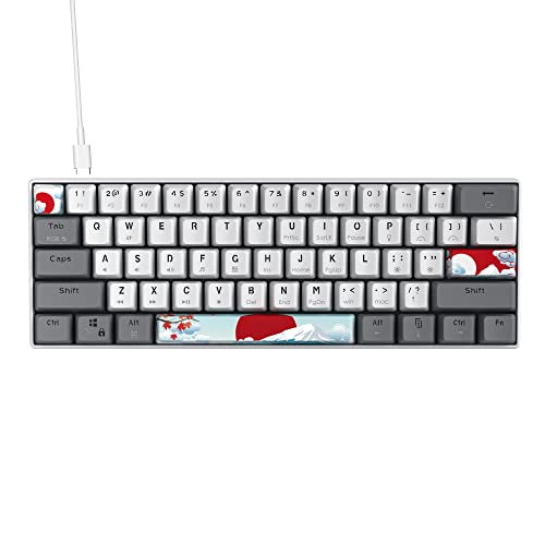 Owpkeenthy RGB Mechanical Keyboard 60 Percent Red Switches, Ultra-Compact Mini Wired Gaming Keybaord with Backlit PBT Dye-Sub Keycaps for Win/Mac/PC (White/Red Switch) - color: White/ Red Switch