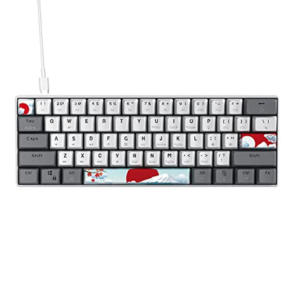 Owpkeenthy RGB Mechanical Keyboard 60 Percent Red Switches, Ultra-Compact Mini Wired Gaming Keybaord with Backlit PBT Dye-Sub Keycaps for Win/Mac/PC (White/Red Switch) - color: White/ Red Switch