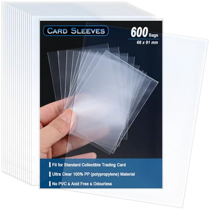 600 Pack Card Sleeves, 2.5" x 3.5" Acid Free PP Ultra Clear Collectible Trading Card Protective Sleeves for Standard Board Games, MTG Magic The Gathering, Yugioh, Baseball Football Sports Cards - color: Clear (600 Sleeves)